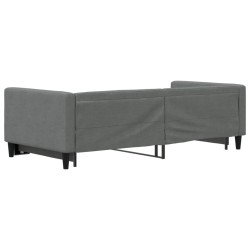 Lit de jour avec gigogne sans matelas gris foncé 90x190 cm 