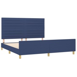 Cadre de lit sans matelas bleu 180x200 cm tissu 