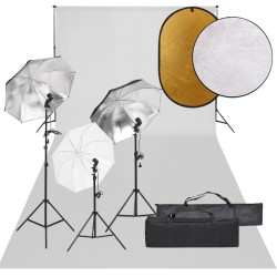 Kit de studio photo avec éclairage toile de fond et réflecteur 