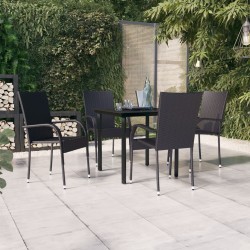 Ensemble à manger de jardin 5 pcs Noir 