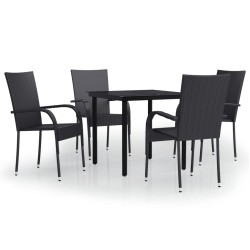 Ensemble à manger de jardin 5 pcs Noir 