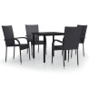 Ensemble à manger de jardin 5 pcs Noir 