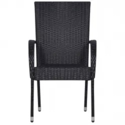 Ensemble à manger de jardin 5 pcs Noir 