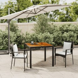 Ensemble à manger de jardin avec coussins 3 pcs Noir 