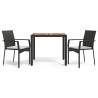 Ensemble à manger de jardin avec coussins 3 pcs Noir 