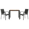 Ensemble à manger de jardin avec coussins 3 pcs Noir 