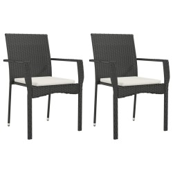 Ensemble à manger de jardin avec coussins 3 pcs Noir 