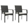 Ensemble à manger de jardin avec coussins 3 pcs Noir 