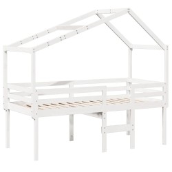 Lit haut sans matelas blanc 75x190 cm bois de pin massif 