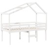 Lit haut sans matelas blanc 75x190 cm bois de pin massif 
