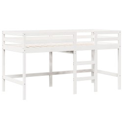 Lit haut sans matelas blanc 75x190 cm bois de pin massif 