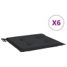 Coussins de chaise jardin lot de 6 noir 50x50x3 cm tissu oxford 
