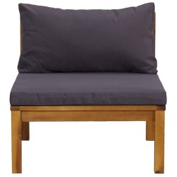 Ensemble de canapés 2pcs avec coussins gris foncé Acacia solide 