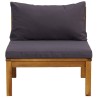 Ensemble de canapés 2pcs avec coussins gris foncé Acacia solide 