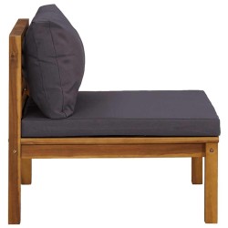 Ensemble de canapés 2pcs avec coussins gris foncé Acacia solide 