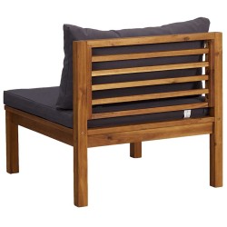 Ensemble de canapés 2pcs avec coussins gris foncé Acacia solide 