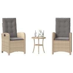 Ensemble de bistro 3 pcs coussins mélange beige résine tressée 