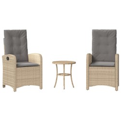 Ensemble de bistro 3 pcs coussins mélange beige résine tressée 