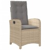 Ensemble de bistro 3 pcs coussins mélange beige résine tressée 