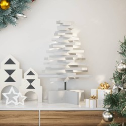 Arbre de Noël en bois pour décoration blanc 60 cm pin massif 