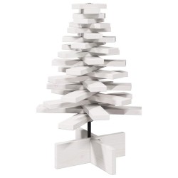 Arbre de Noël en bois pour décoration blanc 60 cm pin massif 