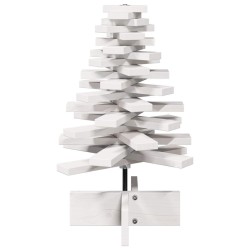 Arbre de Noël en bois pour décoration blanc 60 cm pin massif 