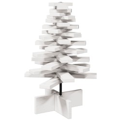 Arbre de Noël en bois pour décoration blanc 60 cm pin massif 