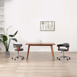 Chaises pivotantes à manger lot de 2 gris bois courbé et tissu 