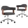 Chaises pivotantes à manger lot de 2 gris bois courbé et tissu 
