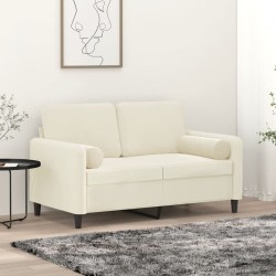 Canapé 2 places avec oreillers décoratifs crème 120 cm velours 