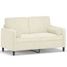 Canapé 2 places avec oreillers décoratifs crème 120 cm velours 