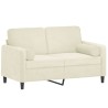 Canapé 2 places avec oreillers décoratifs crème 120 cm velours 