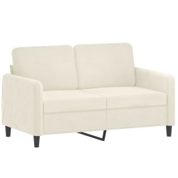 Canapé 2 places avec oreillers décoratifs crème 120 cm velours 