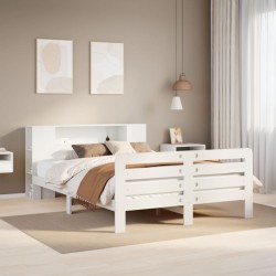 Cadre de lit sans matelas blanc 120x190 cm bois de pin massif 