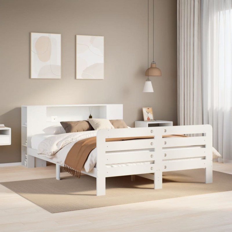 Cadre de lit sans matelas blanc 120x190 cm bois de pin massif 
