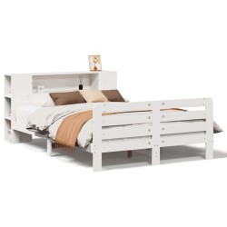 Cadre de lit sans matelas blanc 120x190 cm bois de pin massif 
