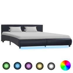 Cadre de lit avec LED sans matelas noir 180x200 cm 