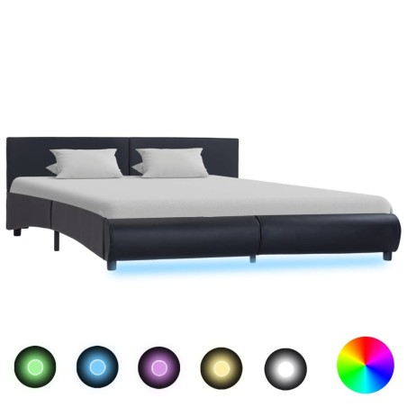 Cadre de lit avec LED sans matelas noir 180x200 cm 