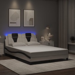 Cadre de lit avec LED sans matelas blanc et noir 140x200 cm 