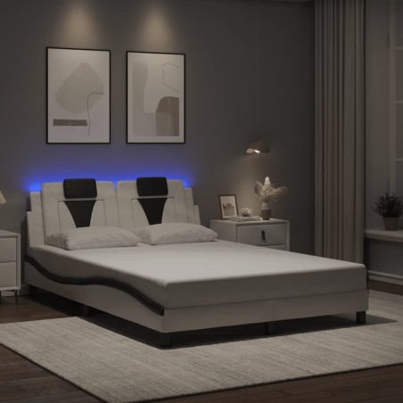 Cadre de lit avec LED sans matelas blanc et noir 140x200 cm 