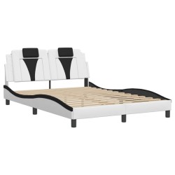 Cadre de lit avec LED sans matelas blanc et noir 140x200 cm 