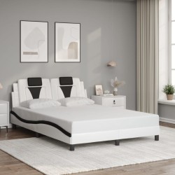 Cadre de lit avec LED sans matelas blanc et noir 140x200 cm 