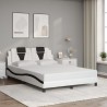 Cadre de lit avec LED sans matelas blanc et noir 140x200 cm 