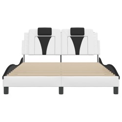 Cadre de lit avec LED sans matelas blanc et noir 140x200 cm 