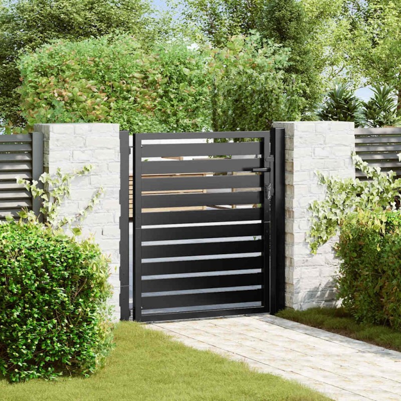 Portail de jardin verrouillable noir 100x100 cm aluminium 