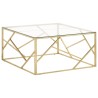 Table basse doré acier inoxydable et verre trempé 