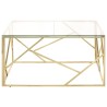 Table basse doré acier inoxydable et verre trempé 