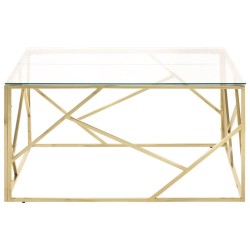 Table basse doré acier inoxydable et verre trempé 