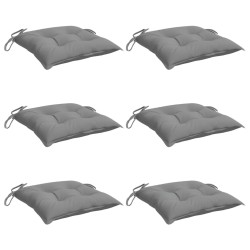 Coussins de chaise lot de 6 gris 40x40x7 cm tissu oxford 