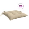 Coussins de chaise lot de 6 beige 40x40x7 cm tissu oxford 